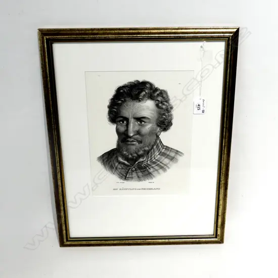 MAORI PORTRAIT LITHOGRAPH 275x215mm 'EIN HAUPTLING VON NEUSEELAND'