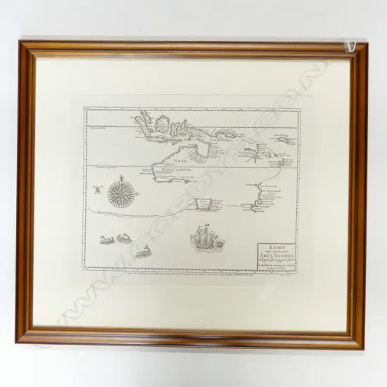 ABEL TASMAN 1642 MAP; EARLY NZ & AUST. 1967 PRINT 355x450mm
