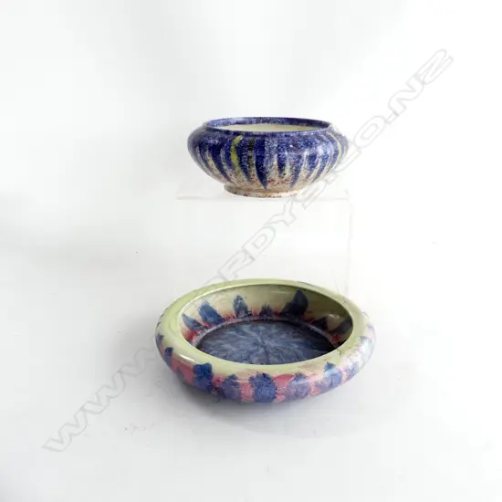 2 ART DECO PERIOD POTTERY BOWLS, EMPIRE WARE &  OTHER D. 230MM, D. 210MM