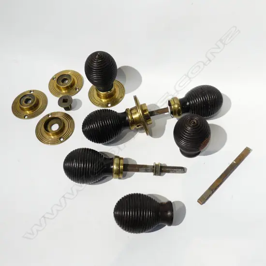 3 PRS EBONISED DOOR HANDLES