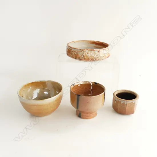 4 SHINO etc GLAZED VESSELS: 1 possibly by Elena Renker