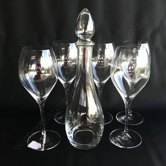5 LG SPIEGELAU WINE GLASSES H.265mm + DECANTER H.350mm