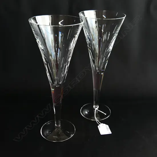 PR WATERFORD CRYSTAL CHAMPAGNE FLUTES, DESIGNED BY JOHN ROCHA. H. 240MM