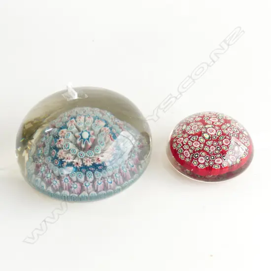 2 MILLEFIORI GLASS PAPER WEIGHTS: the larger diameter 115mm