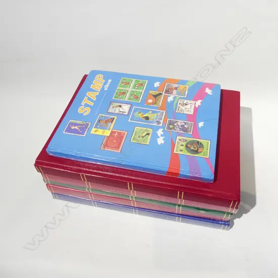 BOX 5 STAMP ALBUMS, ALL UNUSED, 4 IN ORIGINAL SEAL 