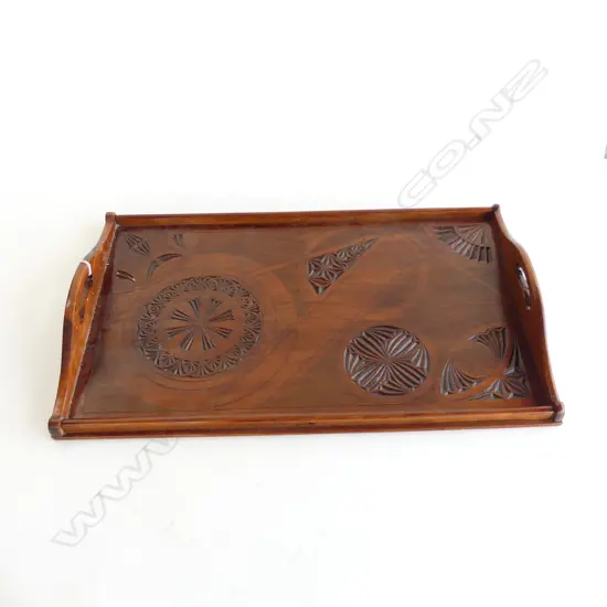EARLY 20thC CHIP CARVED TRAY 610x370mm