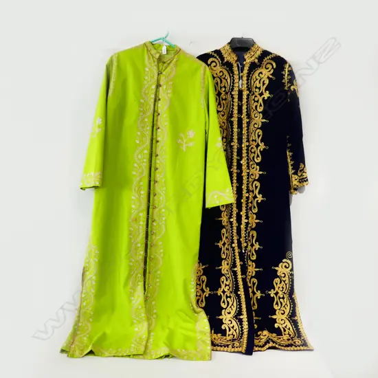 2 KAFTANS NAVY BLUE & GOLD DETAIL & BRIGHT GREEN