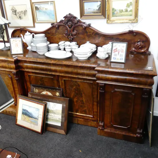 WILLIAM IV FLAME MAHOGANY TWIN PEDESTAL SIDEBOARD 2260x640x1450mm