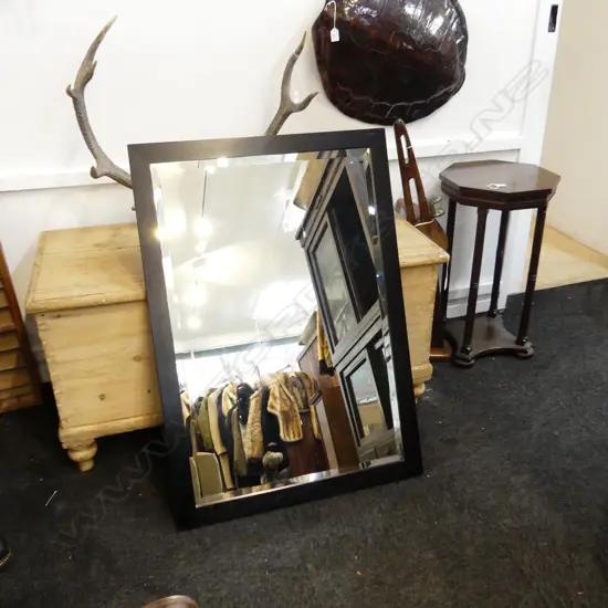 MODERN BEVELED MIRROR; EBONISED FRAME 700x1000mm