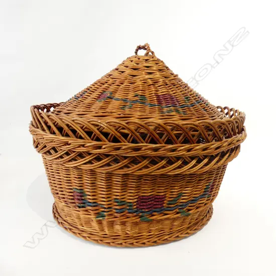 LG CANE LIDDED BASKET DIA 540MM