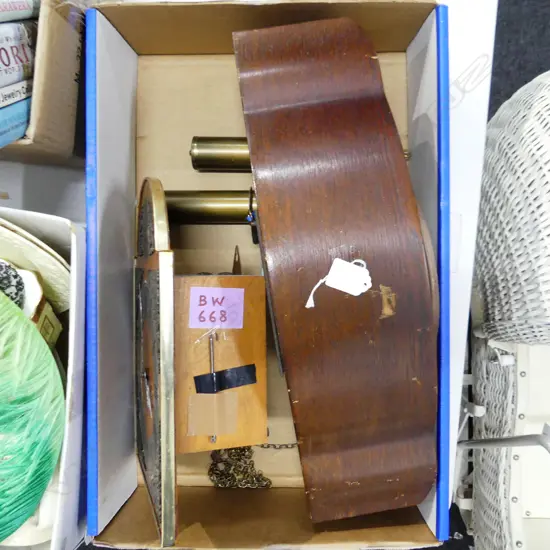 2 VINTAGE CLOCKS; DECO MANTLE W.505mm + 'TEMPUS FIGIT' WALL CLOCK