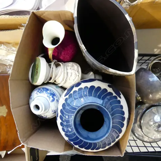 4 ASST. VASES (pink af) H.325mm + LAMP BASE