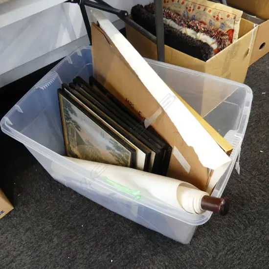 QUANTITY OF AVON FINE PRINTS. CHINESE SCROLL. 5 ENGAVINGS. ONE ETCHING  & FRAMED  ARTWORK ON PAPER BY  BOULD? OF CHILD