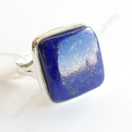 SQUARE SHAPED LAPIS LAZULI  & SILVER DRESS RING