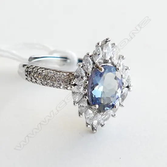 BLUE TANZANITE ? & 925 SILVER ADJUSTABLE RING
