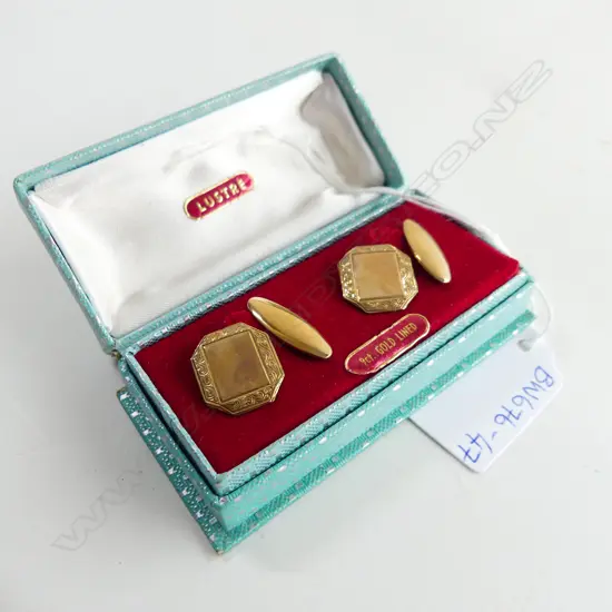 PR 9CT GOLD LINED VINTAGE CUFFLINKS - UNUSED IN ORIGINAL BOX 