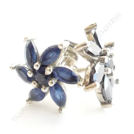 LOLITE FLOWER SHAPED & 925 SILVER STUD EARRINGS 