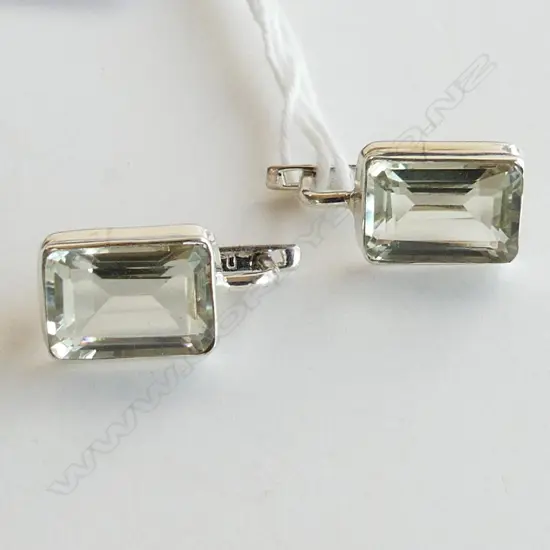 PR GREEN AMETHYST & 925 SILVER EARRINGS WITH EUROPEAN LOCKS 