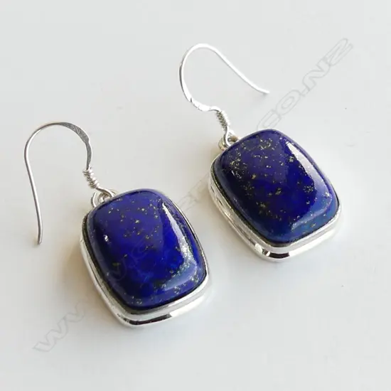 LG LAPIS LAZULI & SILVER DROP EARRINGS, SHEPHERDS HOOKS