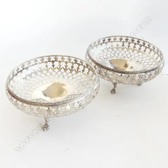 PR OF PIERCED STG SILVER BON BON DISHES BIRMINGHAM 1912 210g