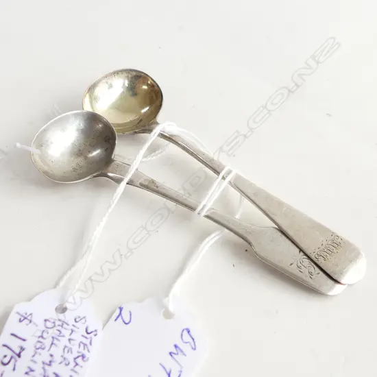2 SILVER SALT SPOONS EXETER 1823 & London 1819 