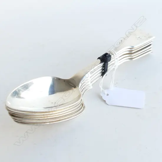 SET 6 SILVER FIDDLE PATTERN DESSERT SPOONS London 1831. 310gms