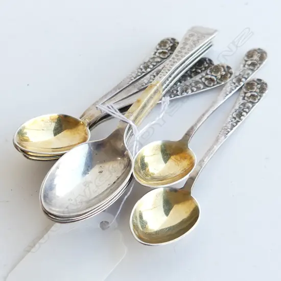 2 SETS SILVER COFFEE SPOONS 6x '950' + 4x 1903. 97gms