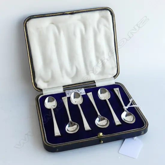 SET 6 CASED SILVER TEASPOONS Art Deco Sheffield 1927
