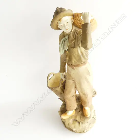 ROYAL DUX FIGURE OF YOUNG MAN WITH BASKETS. H.510mm