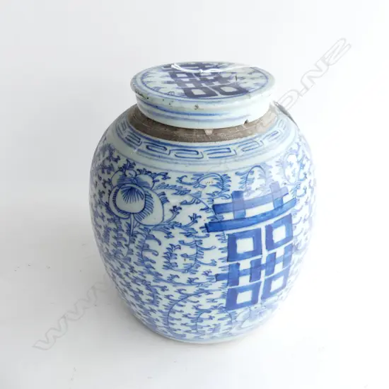 LG BLUE CHINESE AGED LIDDED POT, LID HAS FAULTS, H.250mm