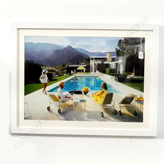 SLIM AARONS PRINT 'POOLSIDE GOSSIP' 420x590mm
