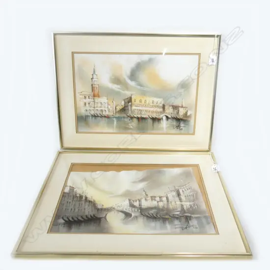 2 SIGNED ARTWORKS ON FABRIC, VENICE 270x410mm (ONE AF)