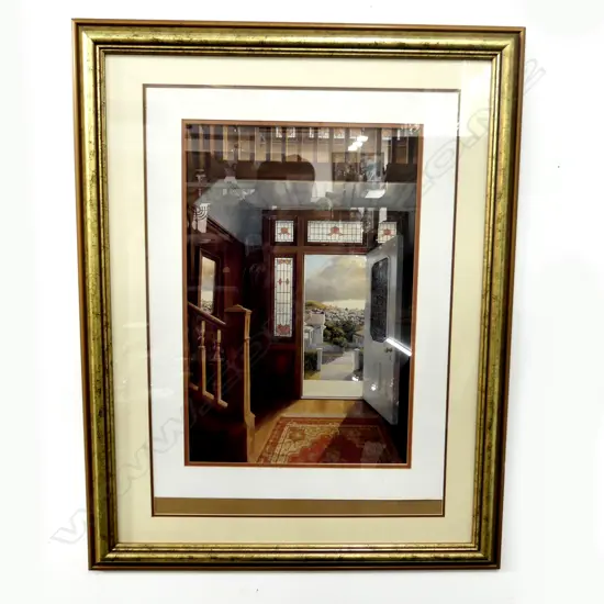 LG PETER SIDDELL FRAMED DOOR WAY VINTAGE PRINT (SOME SCRATCHES TO PRINT MATT DOESN'T QUITE FIT)  450 X 700MM