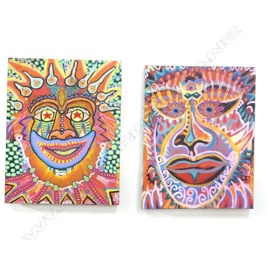 TWO PSYCHEDELIC OILS ON CANVAS H720MMW550MM