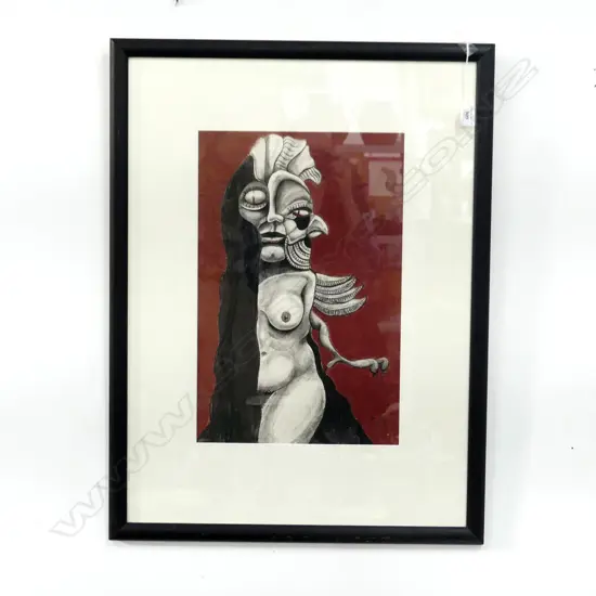 ABSTRACT CRAYON DRAWING SIGNED H700MMW520MM