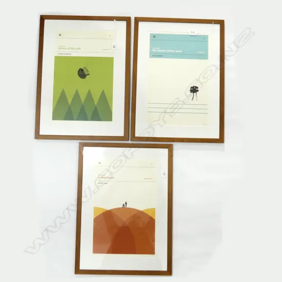3 STAR WARS A/P PRINTS; RETURN OF THE JEDI, EMPIRE STRIKES BACK, A NEW HOPE 445x295mm
