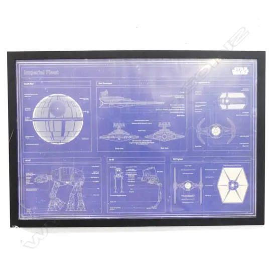 STAR WARS IMPERIAL FLEET BLUEPRINT, FRAMED 600x900mm (SCRATCHES)