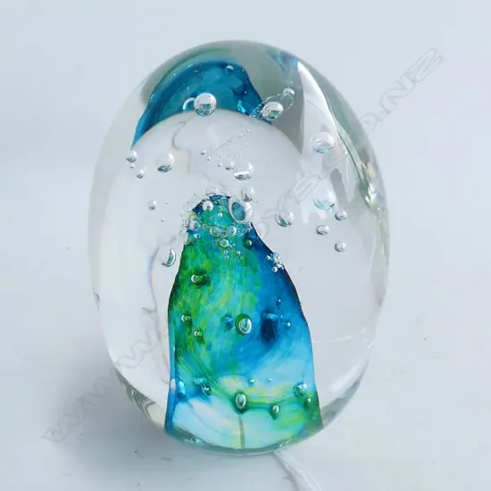 RON DE FLUTE PAPERWEIGHT 'VOLCANIC', UNSIGNED H. 140MM