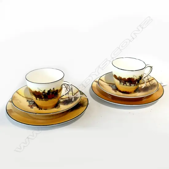 TWO ROYAL DOULTON COACHING DAYS TRIOS.