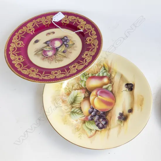 2 AYNSLEY 'ORCHARD GOLD' DINNER PLATES, DIF PATTERNS