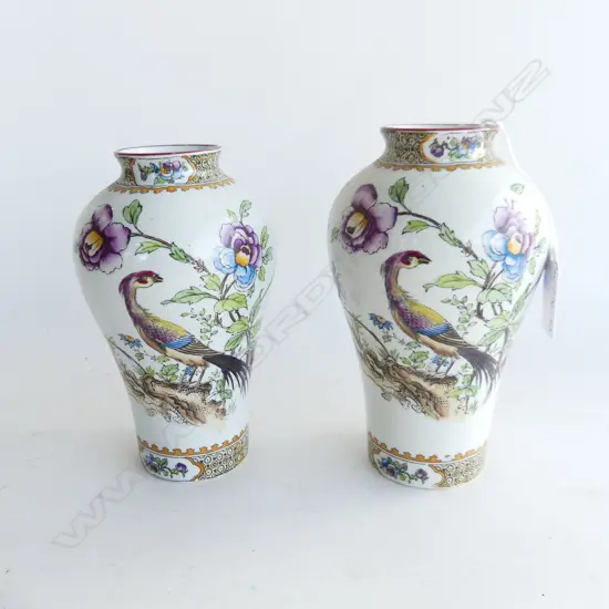 2 'ROCKERY & PEASANT' CORONA WARE SML VASES, H.150mm