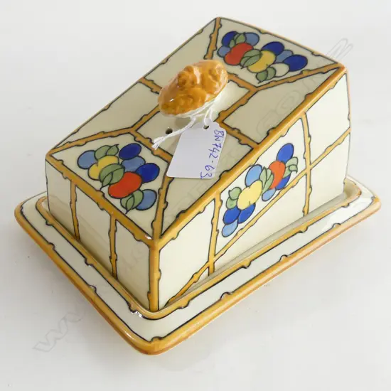 TUBELINED DECO STYLE CHEESEKEEP BY FREDERICK RHEAD SIGNATURE TO THE BASE. W. 190mm H.110mm