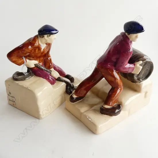 PR FRENCH QUIMPER POTTERY MARINER BOOKENDS SIGNED BOUVIER H.185mm