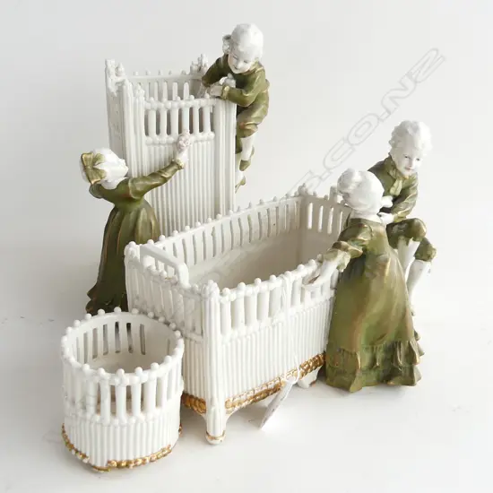 PR AUSTRIAN PORCELAIN AMPHORA VASES w YOUNG FIGURES, TALLER w. FAULTS H.220mm / W.300mm