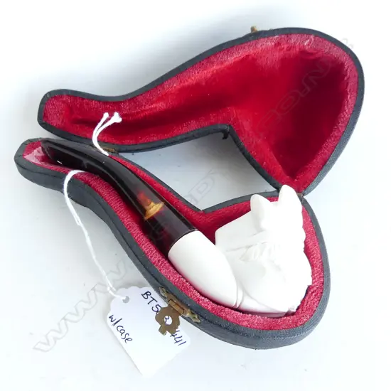 MEERSCHAUM PIPE OF VIKING IN CASE L. 130MM