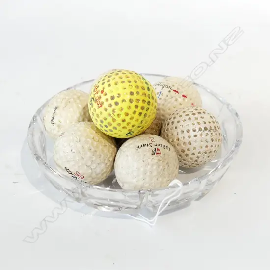 8 VINTAGE GOLF BALLS – HOGAN, HOT DOT, DUNLOP, WILSON STAFF ETC  