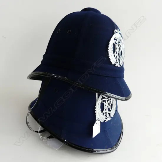 2 BLUE WINTER POLICE HELMETS  SIZE M