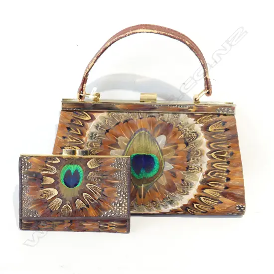 FEATHER HAND BAG PURSE & WALLET 