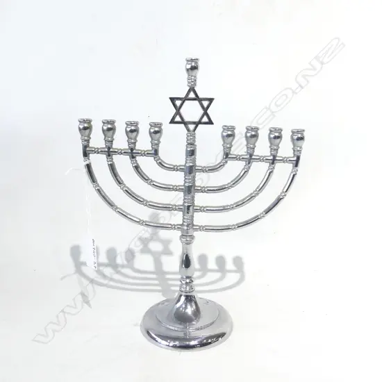 JEWISH PLATED MENORAH CANDELABRA H. 265 W. 210MM