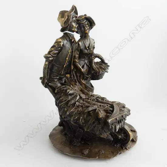 BRONZED FIGURE GROUP  S/SILVER MAKERS  PLAQUE TO BASE  R ROIDITE MAKER H220MM